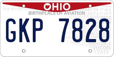 OH license plate GKP7828