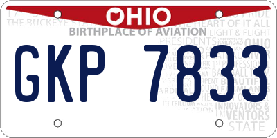 OH license plate GKP7833