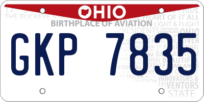 OH license plate GKP7835