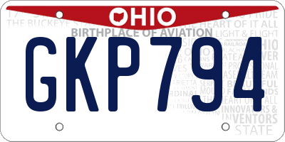 OH license plate GKP794