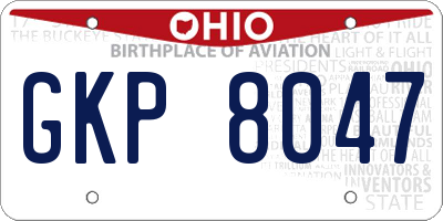 OH license plate GKP8047