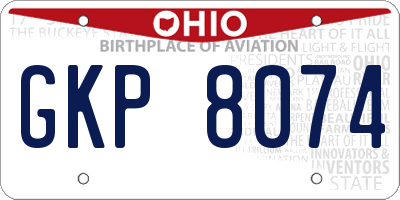 OH license plate GKP8074