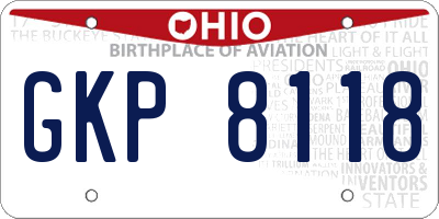 OH license plate GKP8118