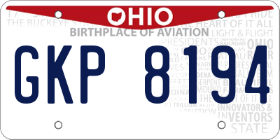 OH license plate GKP8194
