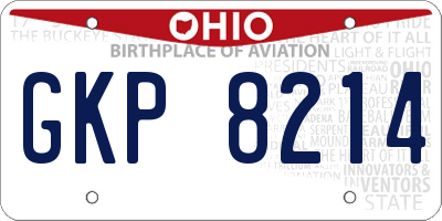 OH license plate GKP8214