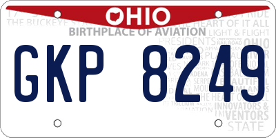 OH license plate GKP8249