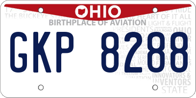 OH license plate GKP8288
