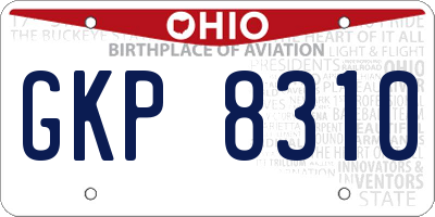 OH license plate GKP8310