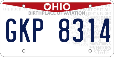 OH license plate GKP8314