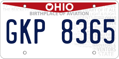 OH license plate GKP8365