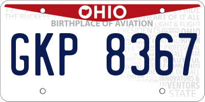 OH license plate GKP8367
