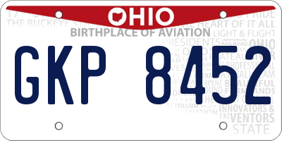 OH license plate GKP8452