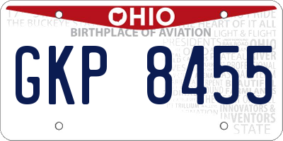 OH license plate GKP8455