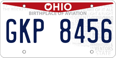 OH license plate GKP8456