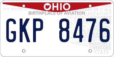 OH license plate GKP8476