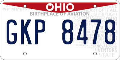 OH license plate GKP8478