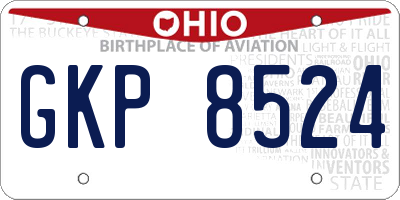 OH license plate GKP8524