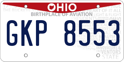 OH license plate GKP8553