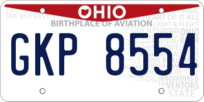 OH license plate GKP8554