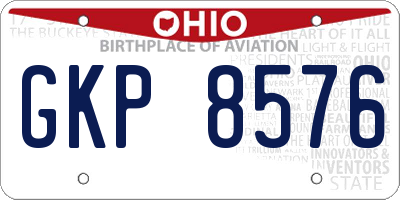 OH license plate GKP8576