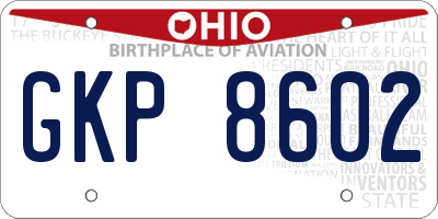 OH license plate GKP8602