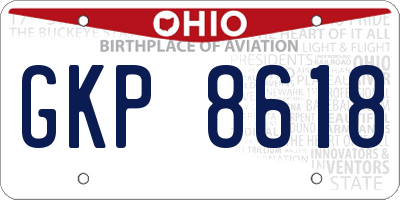 OH license plate GKP8618