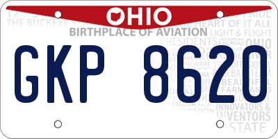 OH license plate GKP8620