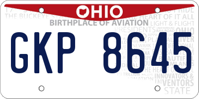 OH license plate GKP8645