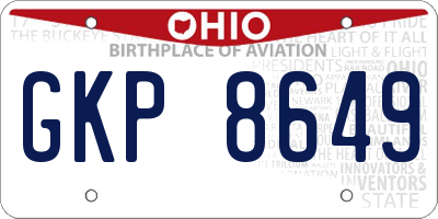 OH license plate GKP8649