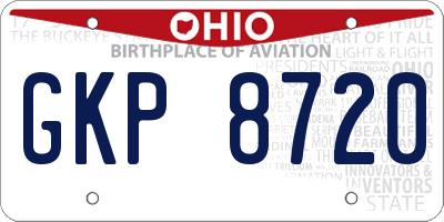 OH license plate GKP8720