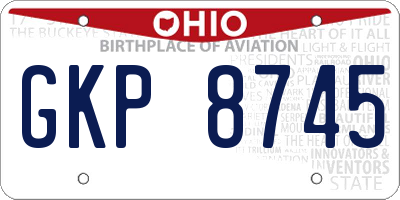 OH license plate GKP8745