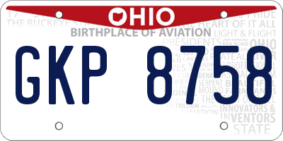 OH license plate GKP8758