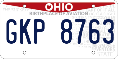 OH license plate GKP8763