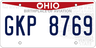 OH license plate GKP8769
