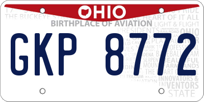 OH license plate GKP8772