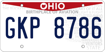 OH license plate GKP8786