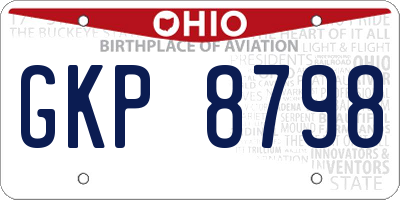 OH license plate GKP8798