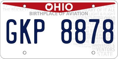 OH license plate GKP8878