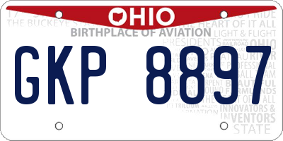OH license plate GKP8897