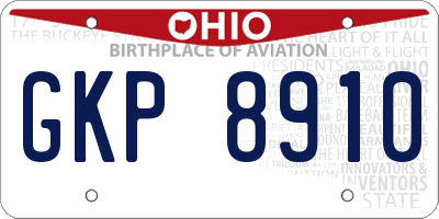 OH license plate GKP8910