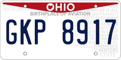 OH license plate GKP8917