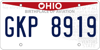 OH license plate GKP8919