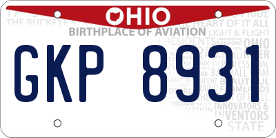 OH license plate GKP8931