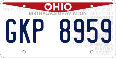 OH license plate GKP8959