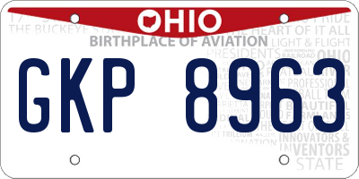 OH license plate GKP8963