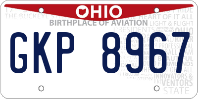 OH license plate GKP8967