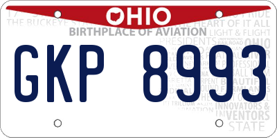 OH license plate GKP8993