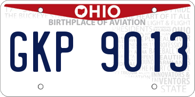 OH license plate GKP9013