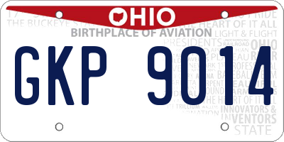 OH license plate GKP9014