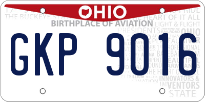 OH license plate GKP9016